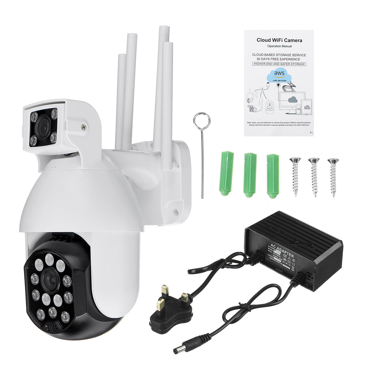 1080P Wireless WIFI IP Camera Outdoor Dual Lens CCTV PTZ Home Security IR Camera