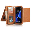 Samsung S7 Edge Detachable Zipper Wallet Bracket Case