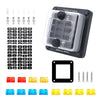 100A 6-Way 1-In 6-Out Fuse Car and Boat Waterproof Fuse Box LED Warning Light Distribution Panel