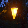 Solar Power Light Sensor Cone Shaped Hanging Flash Flame Light Waterproof for Outdoor Garden Decor