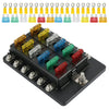 12 Way Blade Fuse Holder Box 12V/32V Panel Board Distribution Circuit Lock Kits