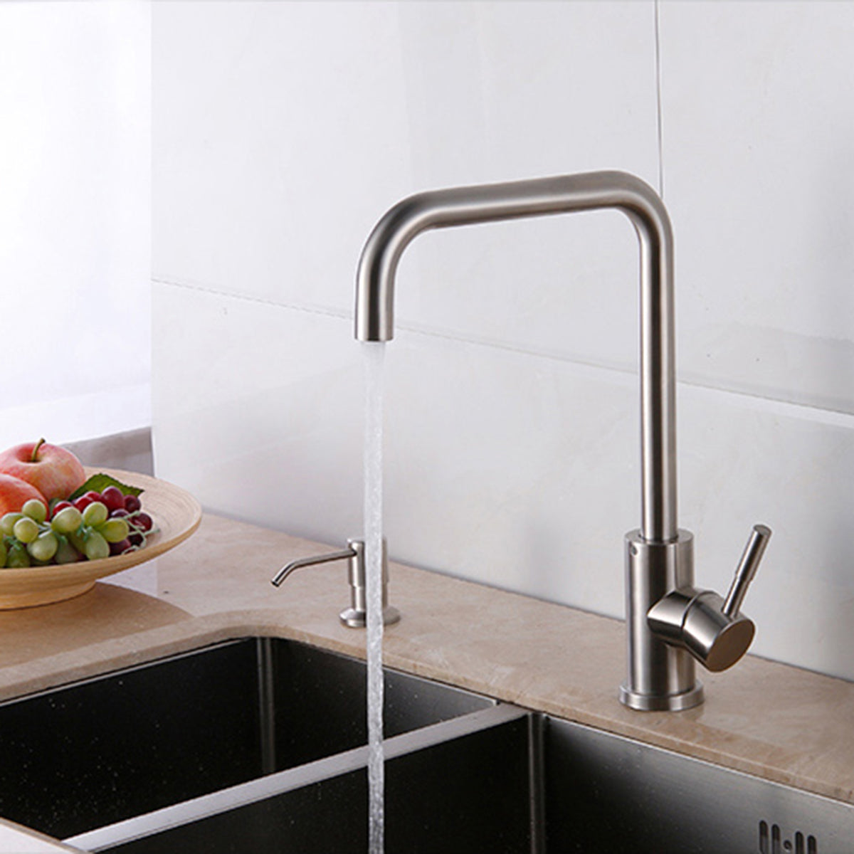 304 Stainless Steel Burnished Faucet Kitchen Hot And Cold Water Mixer Single Handle Rotation Tap