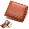 Men Vintage Fashion Genuine Leather Multi-slots 10 Card Slots Coin Zipper Pocket Trifold Wallet
