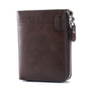 Men Vintage Fashion Genuine Leather Multi-Slots Business Trifold Zipper Wallet
