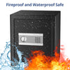 2.0 Cub Fireproof Safe, Safe Box with Fireproof Waterproof Money Bag, Home Safe Fireproof with Digital Keypad and Alarm System, Large Space Money Safe for Home Office Handgun Jewelry