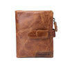 Men Genuine Leather Vintage Tri-fold Wallet Belt Zipper Leisure Business Wallet Card Holder