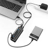 7-Port USB C to USB 3.0 Hub Powered with 5V AC Adapter On/Off Switches for PC Laptop and More, RSH-518C