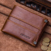 Men Retro Genuine Leather 10 Card Slots SD SIM Card Slot Coin Zipper Bag Wallet