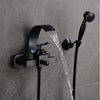 Bathroom Sink tap - Waterfall Black Centerset Single Handle Two Holes Bath Tap
