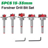 Drillpro 5Pcs Forstner Drill Bit Set 15 20 25 30 35mm Wood Auger Cutter Hex Wrench Woodworking Hole Saw For Power Tools