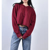 Women's Long Sleeve Hoodie Sweatshirt Streetwear Cropped Top Winter Breathable