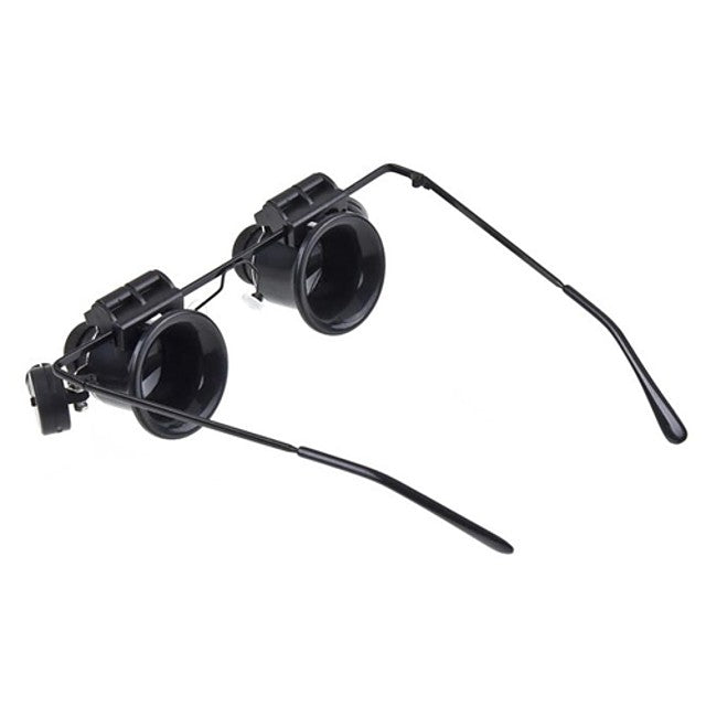 20X LED Lighting Magnifier Glasses Magnifying Reading Aid Watch Repair Plastic for 1 Microscope
