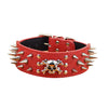 Dog Collar Adjustable / Retractable Studded Solid Colored PU Leather Black Gold Red
